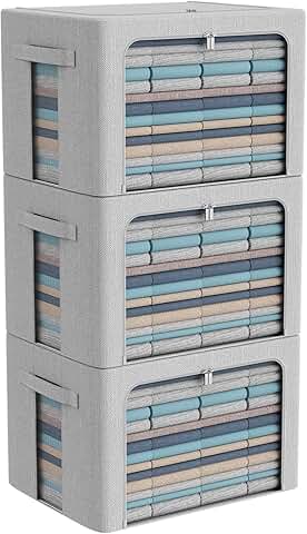 Foldable Linen Storage Bins with Handles, 66L