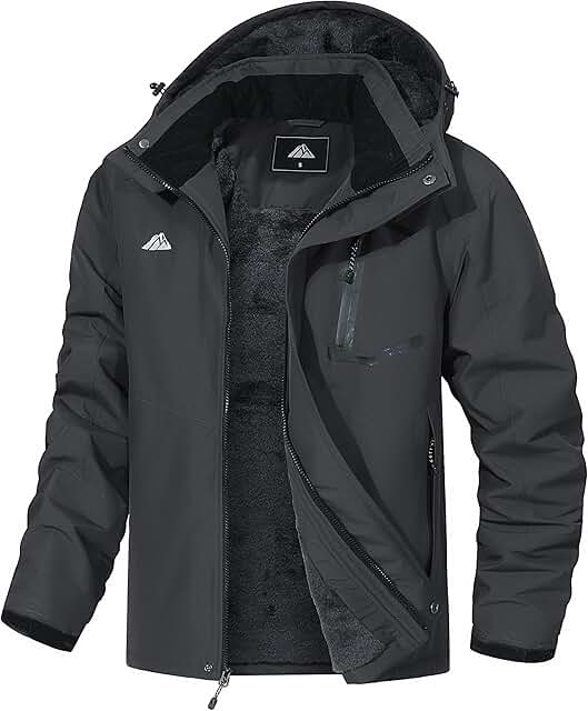 Men's Waterproof Winter Ski Jacket with Hood