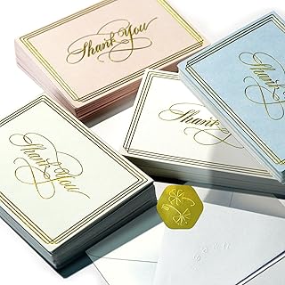 Set of 100 Elegant Thank You Cards with Envelopes