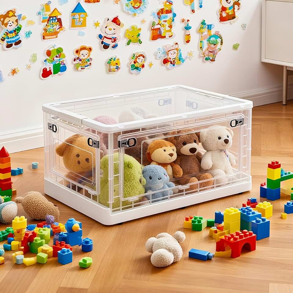 Clear acrylic display and storage box with open lid