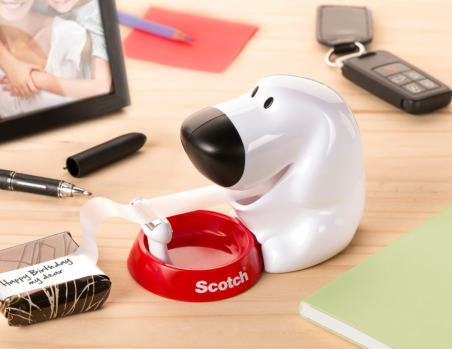 White dog tape dispenser for 19 mm tape