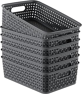 Set of 6 Small Plastic Storage Baskets for Home Organization