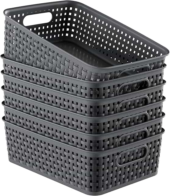 Set of 6 Small Plastic Storage Baskets for Home Organization
