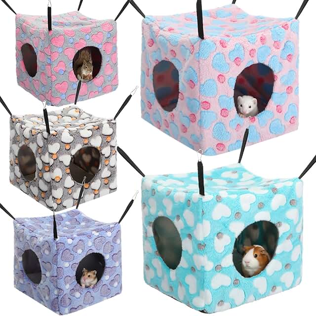 5 Pcs Small Animal Hanging Bed and Toy Set