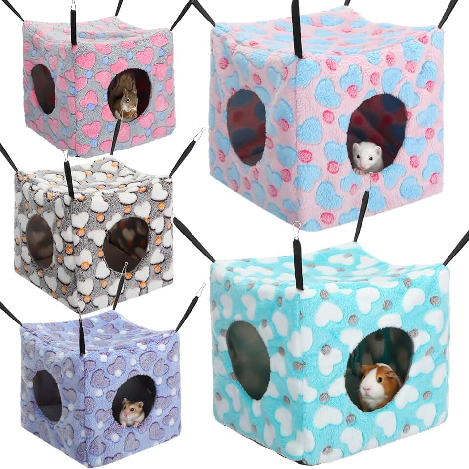5 Pcs Small Animal Hanging Bed and Toy Set