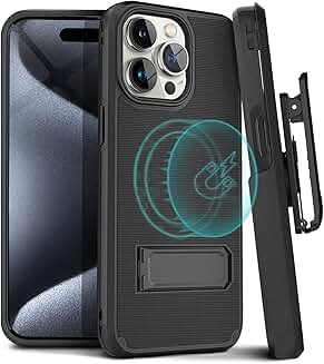 iPhone 15 Pro Shockproof Case with Belt Clip and Kickstand