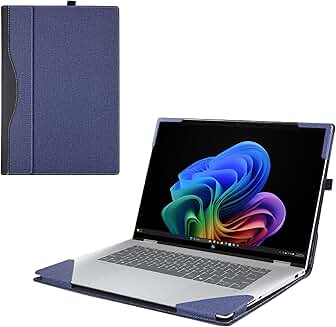Blue 16-inch 2-in-1 PU Leather Laptop Sleeve