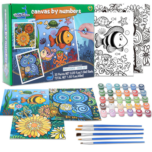 3 Pack Kids Paint by Numbers Sets with Frames