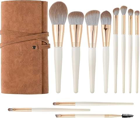 11-Piece Makeup Brush Set with Wooden Handles