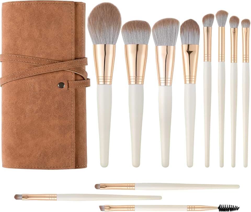 11-Piece Makeup Brush Set with Wooden Handles