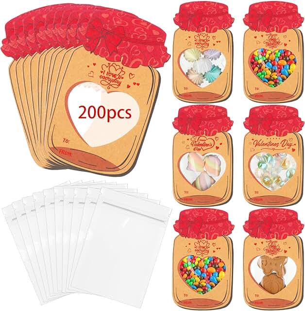 Valentine's Day Mason Jar Card Set with Bags and Tapes