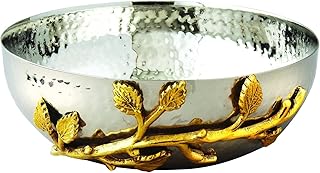 Golden Vine Hammered Stainless Steel Salad Bowl, 6.5-Inch