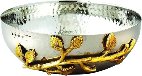 Golden Vine Hammered Stainless Steel Salad Bowl, 6.5-Inch
