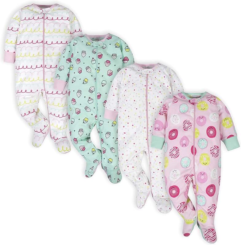 Baby Girls' Sleep and Play Footie Set