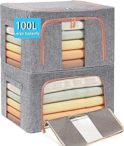 Large Capacity Stackable Clothes Storage Bags, 2 Pack