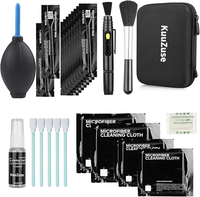 Professional DSLR Camera Cleaning Kit with Swabs and Cloths