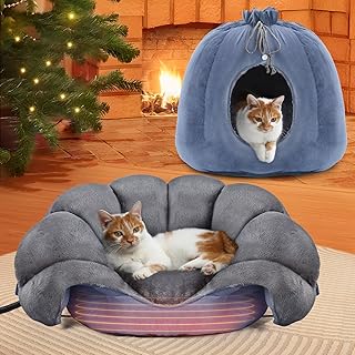 Large heated cozy bed for cats and small dogs
