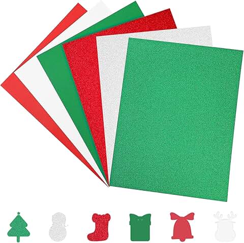 Red, white, and green glitter cardstock for Christmas crafts