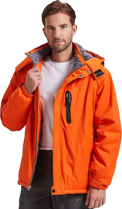 Men's Waterproof Warm Winter Ski Jacket with Fleece Lining
