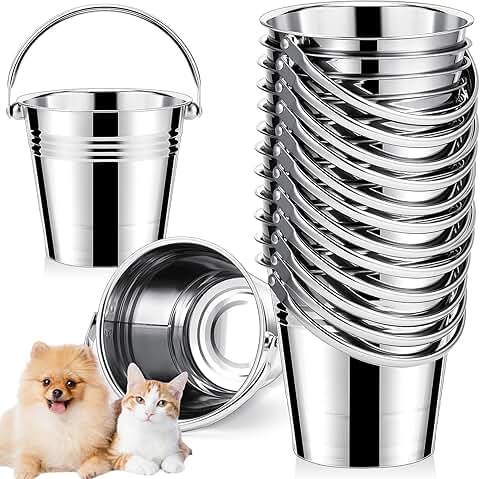 12 Pack Stainless Steel Dog Water Buckets