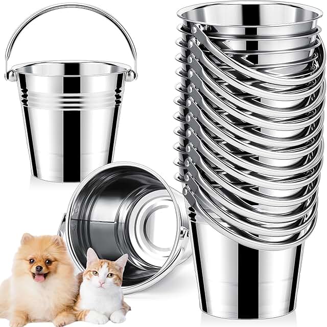 12 Pack Stainless Steel Dog Water Buckets