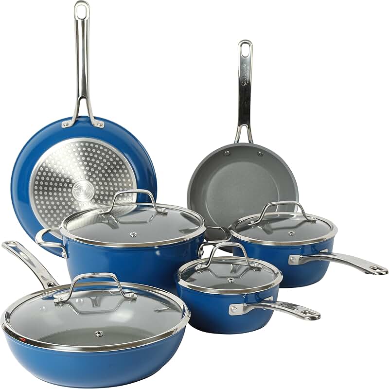 10-Piece Nonstick Cookware Set in Blue