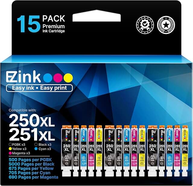 15 Pack Compatible Ink Cartridges for Canon Pixma Printers