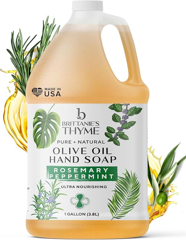Organic Castile Liquid Olive Oil Soap Refill, Rosemary Peppermint, 1 Gallon