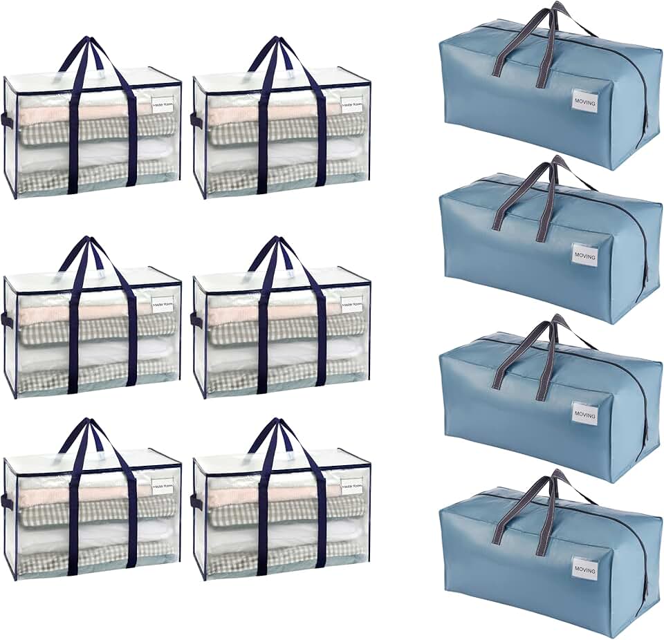 10 Heavy-Duty Moving Bags with Handles and Straps