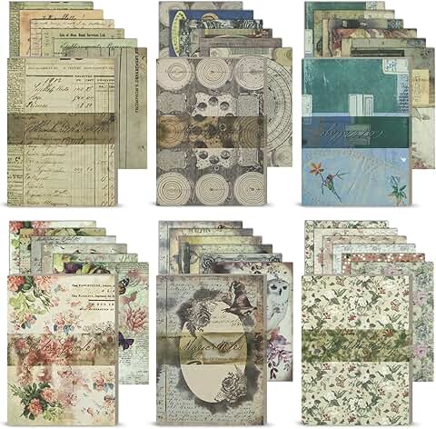 600 Sheets Vintage Scrapbook Paper for Journaling and Crafts