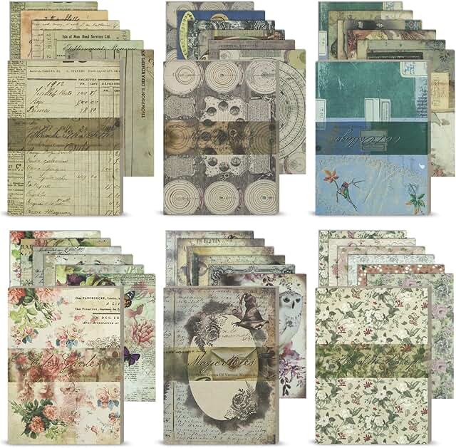 600 Sheets Vintage Scrapbook Paper for Journaling and Crafts