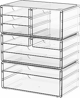 Set of 3 Clear Stackable Acrylic Storage Drawers