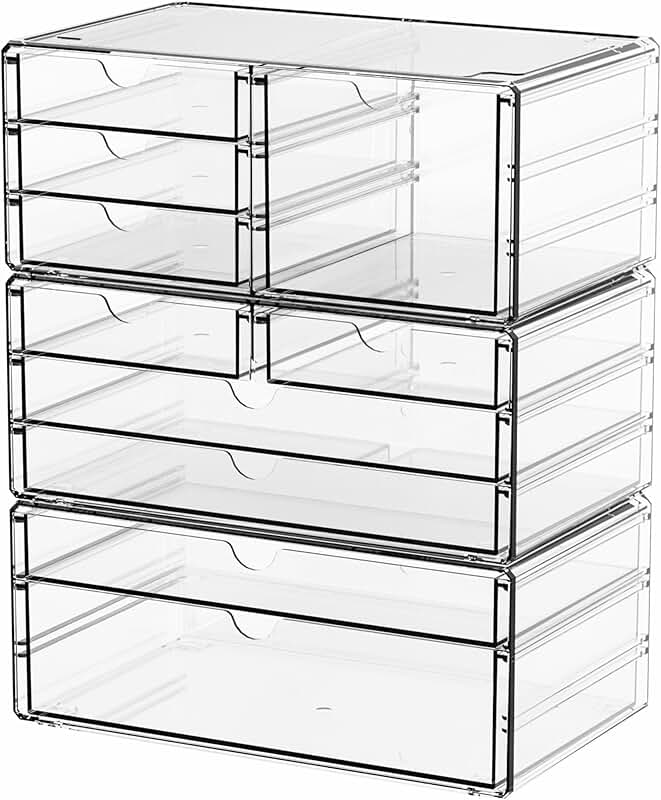 Set of 3 Clear Stackable Acrylic Storage Drawers