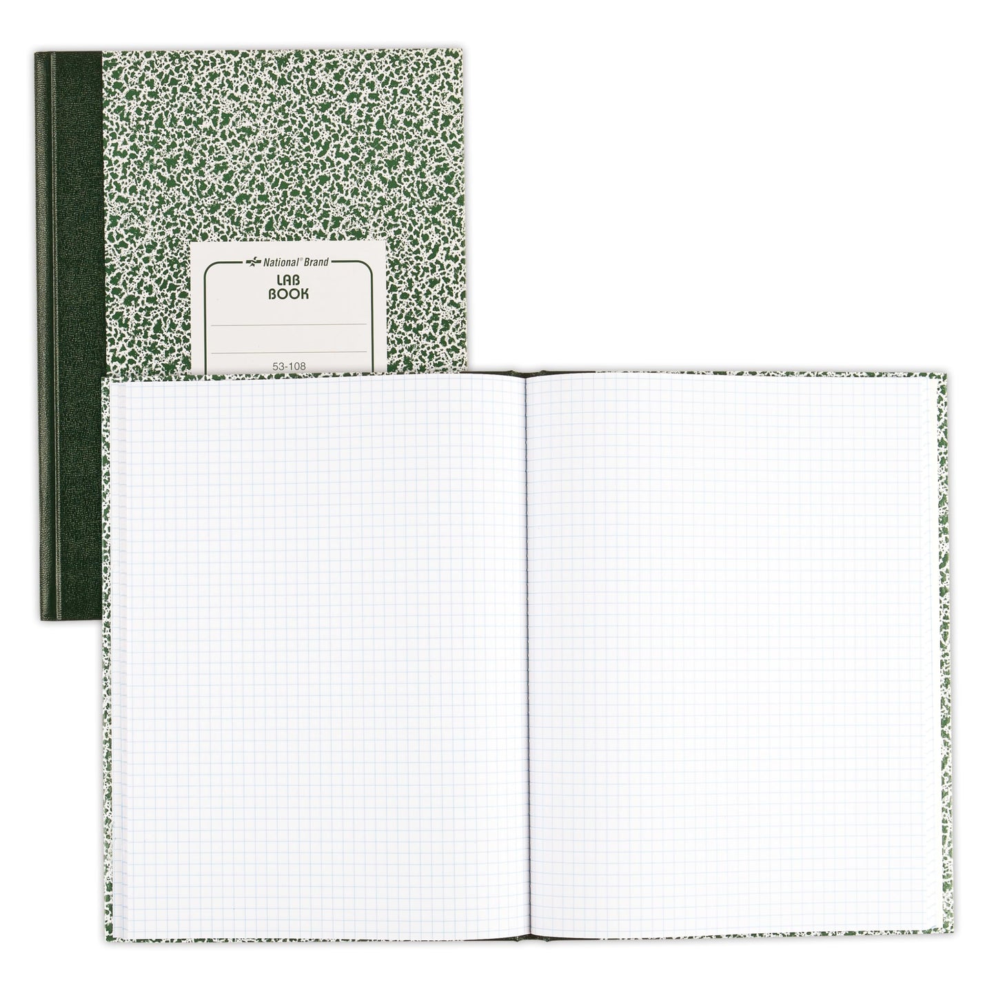 Green marble lab book, 5x5 quad, 60 sheets