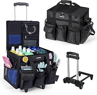 Large Rolling Cleaning Caddy with Wheels and Detachable Trolley