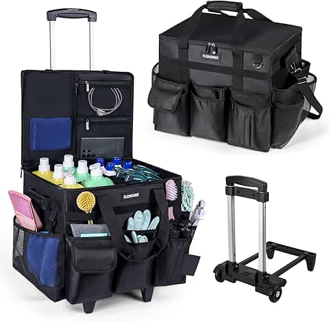 Large Rolling Cleaning Caddy with Wheels and Detachable Trolley
