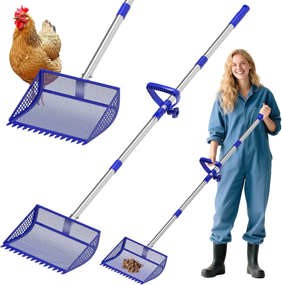 12-Inch Chicken Poop Scooper and Rake Tool