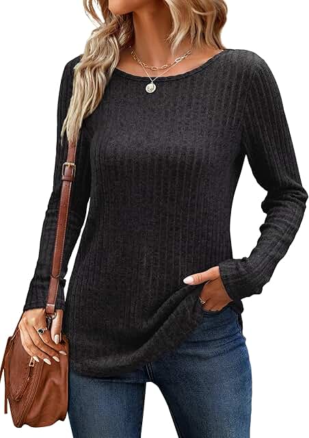 Women’s Long Sleeve Crewneck Tunic Top for Fall