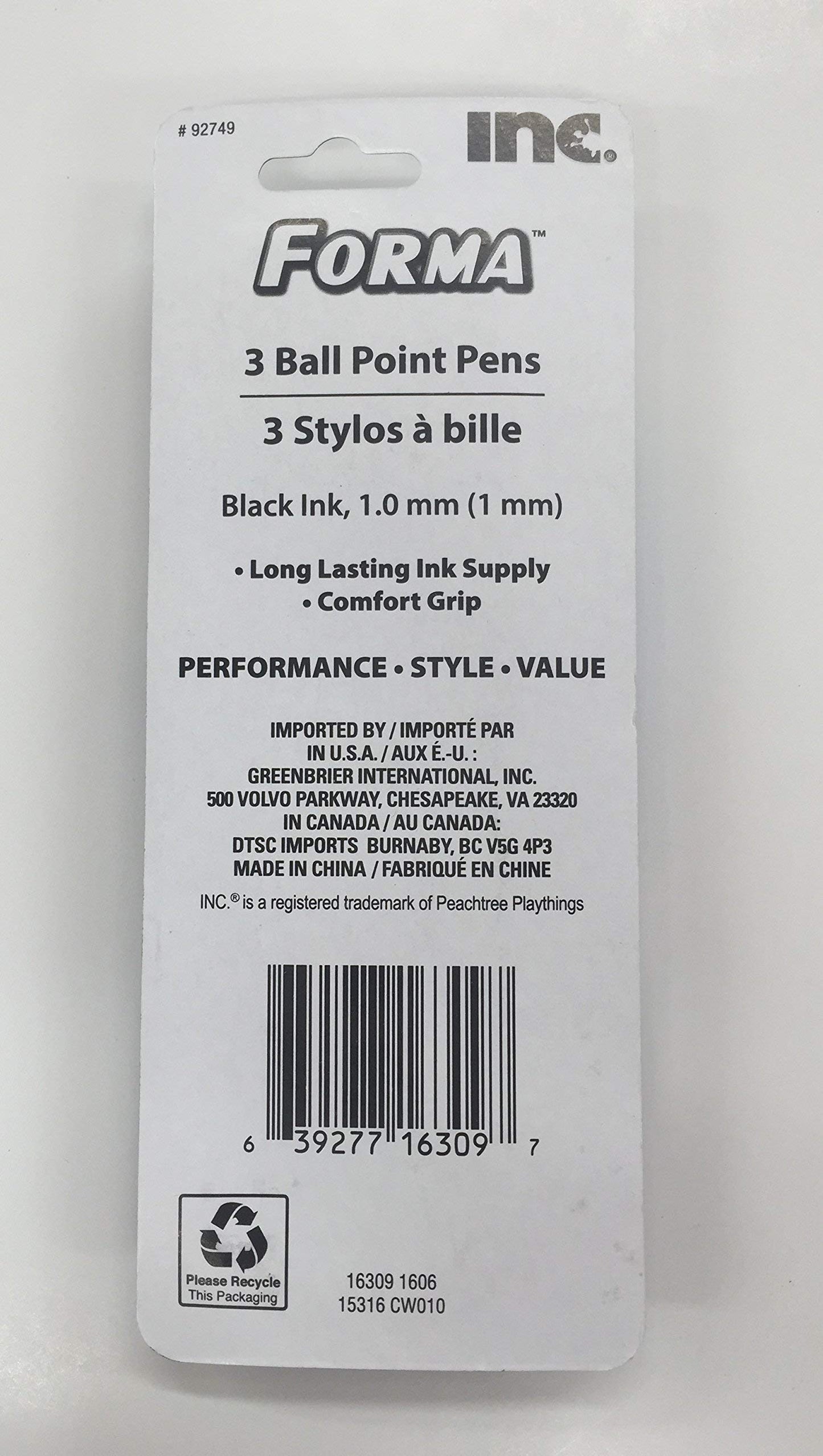 3-pack black ink retractable ballpoint pens