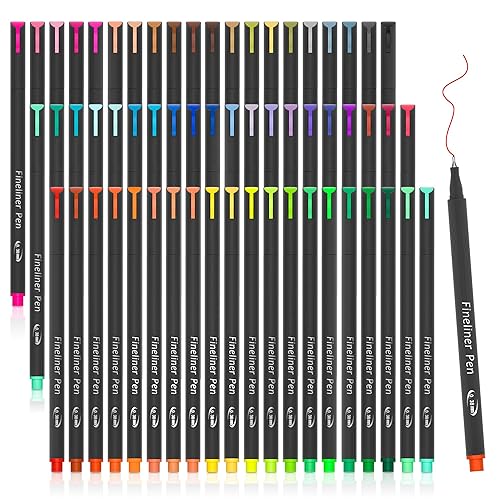 65 Pack Colored Pens with Stencils for Journals and Notes
