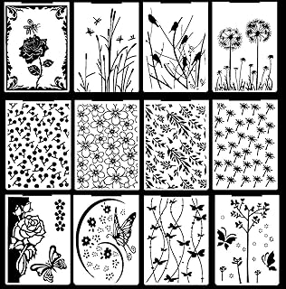Set of 12 Flower and Leaf Embossing Folders for Crafting