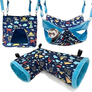 Ferret Hammock Set with House and Tunnel for Small Pets