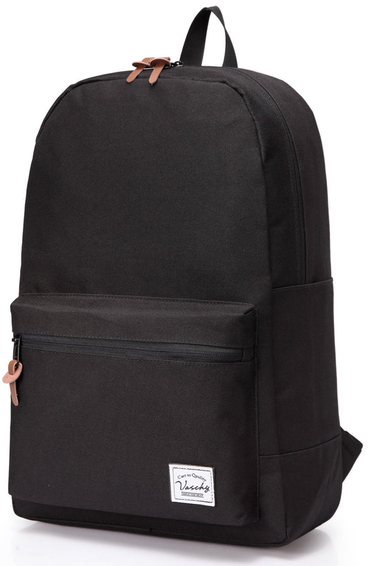 School backpack, lightweight casual water-resistant rucksack, 15-inch laptop, black