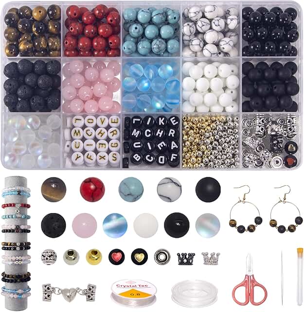 636-Piece Bracelet Making Kit with Natural Stone Beads