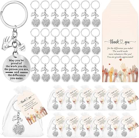 Christmas Volunteer Gift Keychains with Cards and Bags