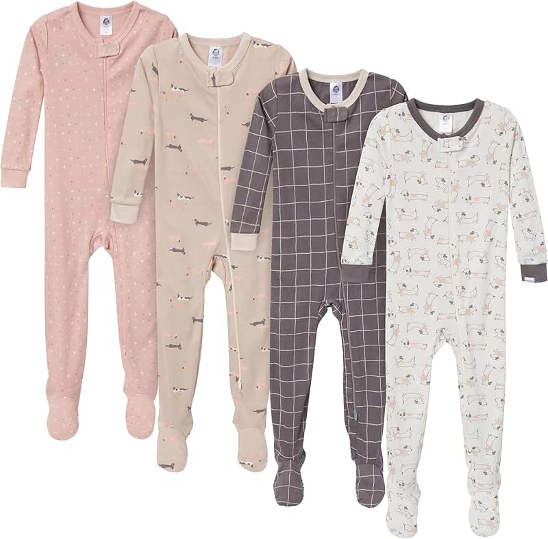 Baby unisex footed pajamas pack