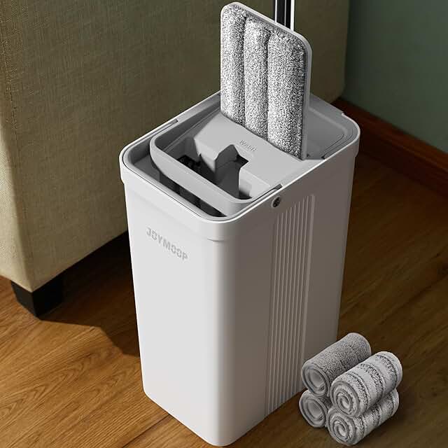 Mop and Bucket Set with Wringer and Microfiber Pads