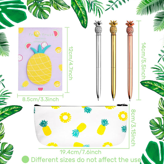 Pineapple Ballpoint Pen Set with Pencil Pouch and Stickers