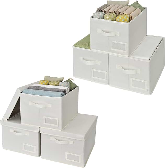 Set of 6 Fabric Storage Bins with Lids