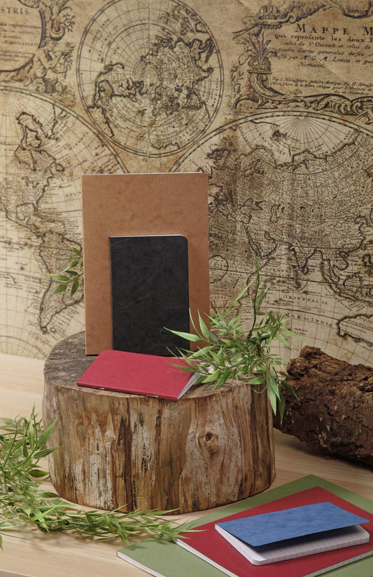 Red clothbound ruled notebook, A5 size